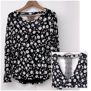 NEXT UK | Floral Black and White Long Sleeve Top